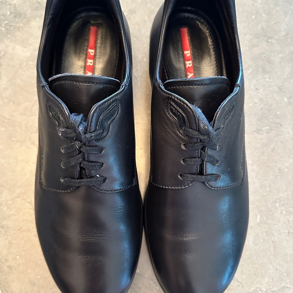 PRADA Soft Calf Black Leather Shoes, Men’s size Prada 6.5 (US 7.5)